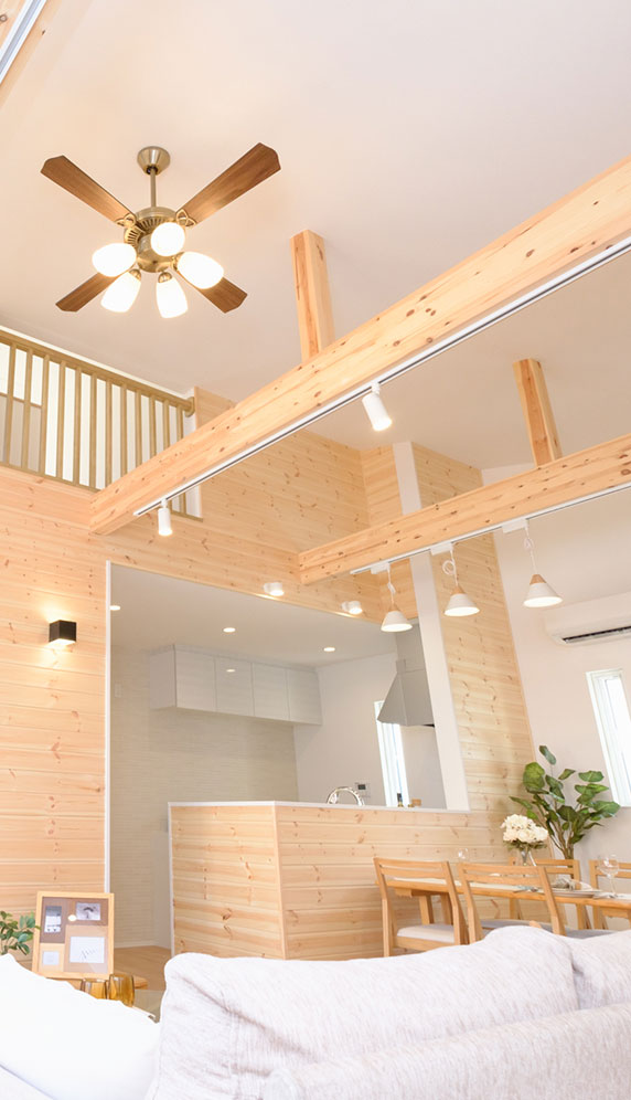 平屋の佇まいに、中二階と高い天井。